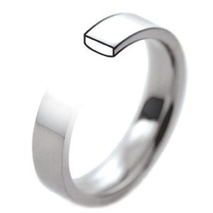 classic plain traditional flat court shaped wedding band ring flat edges platinum gold