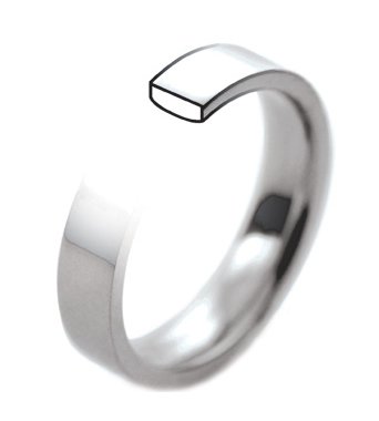 classic plain traditional flat court shaped wedding band ring flat edges platinum gold