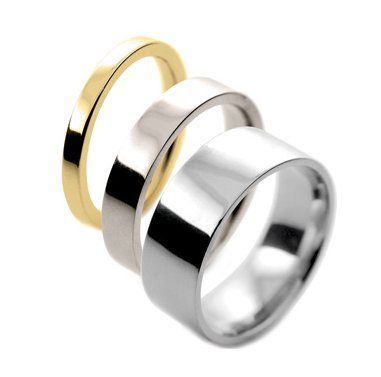 classic plain traditional flat court shaped wedding band ring flat edges platinum gold