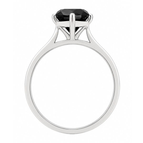 Modern Classic Compass Set Round Black Diamond four 4 claw Solitaire engagement dress Ring platinum gold