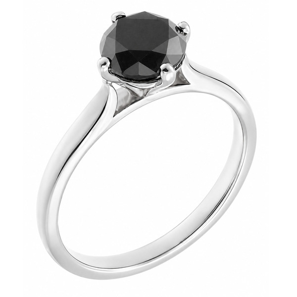 Modern Classic Compass Set Round Black Diamond four 4 claw Solitaire engagement dress Ring platinum gold