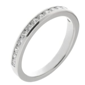 classic diamond eternity ring channel set round brilliant cut diamonds various diamond sizes amounts platinum gold