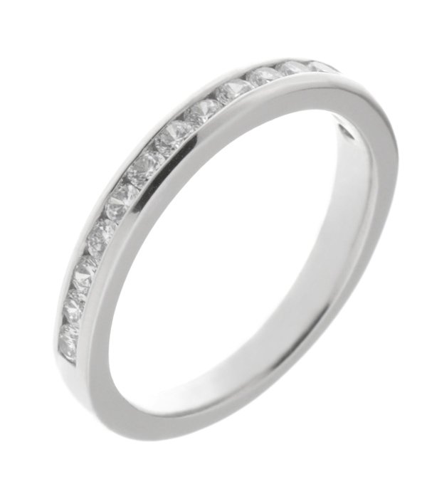 classic diamond eternity ring channel set round brilliant cut diamonds various diamond sizes amounts platinum gold