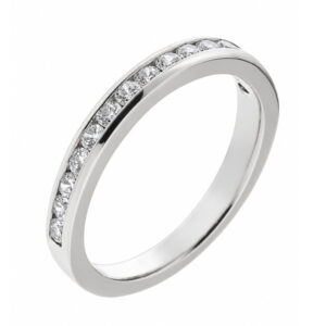 classic 2mm width diamond half eternity ring channel set round brilliant cut diamonds platinum gold
