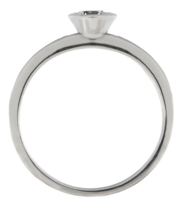Modern classic rubover set contemporary modernist round brilliant cut natural diamond engagement ring in platinum gold