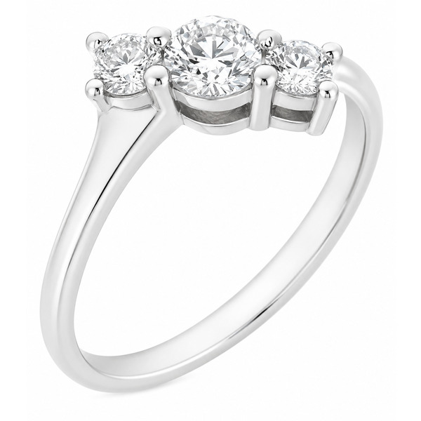 modern classic trilogy diamond ring set angle 3 three round brilliant cut diamonds four claw setting platinum gold