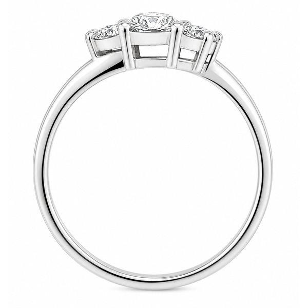 modern classic trilogy diamond ring set angle 3 three round brilliant cut diamonds four claw setting platinum gold