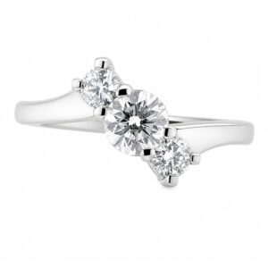 modern classic trilogy diamond ring set angle 3 three round brilliant cut diamonds four claw setting platinum gold