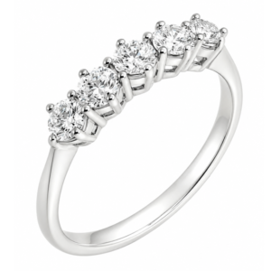classic claw set 5 five stone round brilliant cut diamond half eternity ring 6 six claws platinum gold