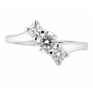 modern classic trilogy diamond ring set angle 3 three round brilliant cut diamonds four claw setting platinum gold