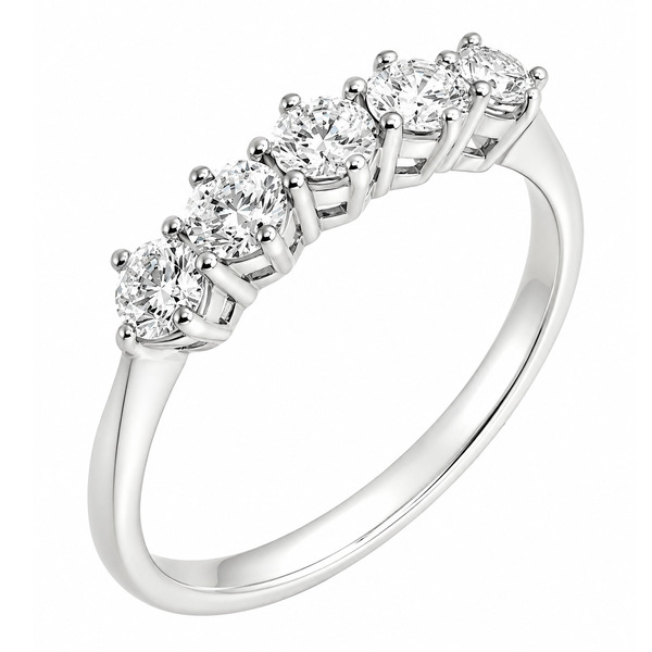 classic claw set 5 five stone round brilliant cut diamond half eternity ring 6 six claws platinum gold