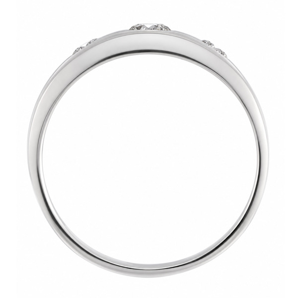 domed style gypsy ring trilogy burnish set round brilliant cut diamonds larger centre stone platinum gold