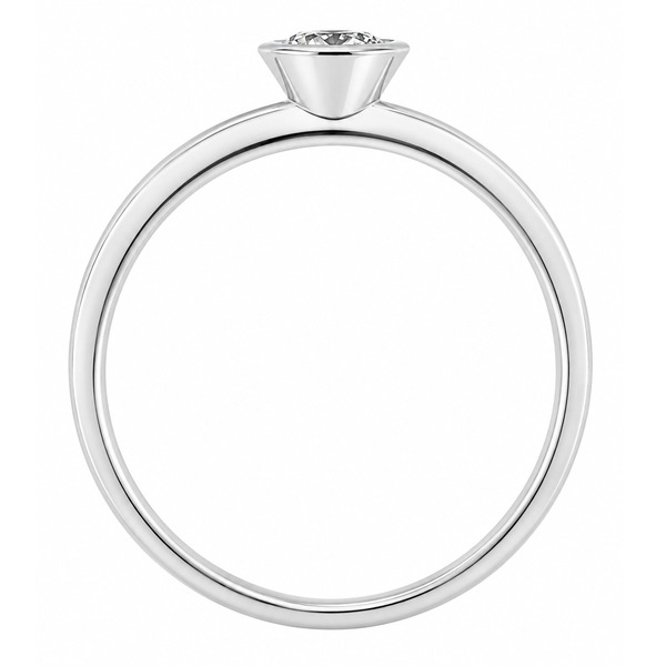 modern solitaire rubover round brilliant cut diamond engagement ring flat shoulder lab grown platinum gold