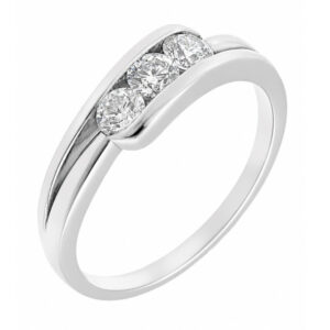 modern crossover trilogy ring three 3 round brilliant cut diamond triology art deco style platinum gold