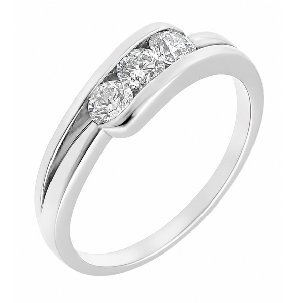 modern crossover trilogy ring three 3 round brilliant cut diamond triology art deco style platinum gold