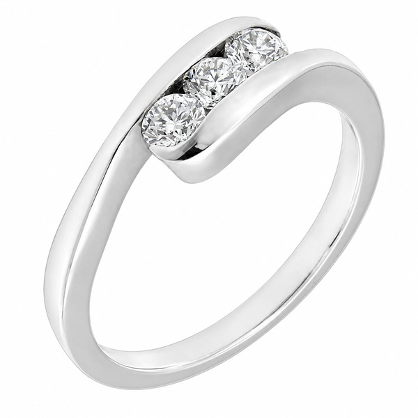 modern crossover trilogy ring 3 three round brilliant cut modernist contemporary design diamonds platinum gold