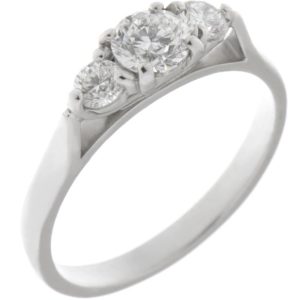 classic trilogy ring round brilliant cut diamond platinum gold three claw