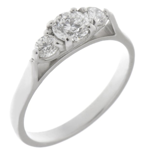 classic trilogy ring round brilliant cut diamond platinum gold three claw