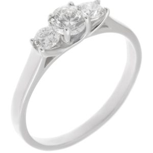 round diamond trilogy ring platinum gold
