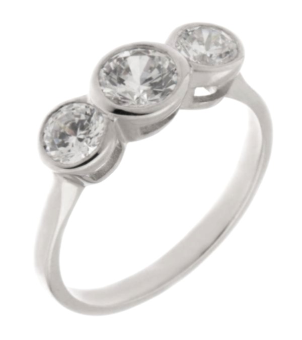 round diamond trilogy ring platinum gold