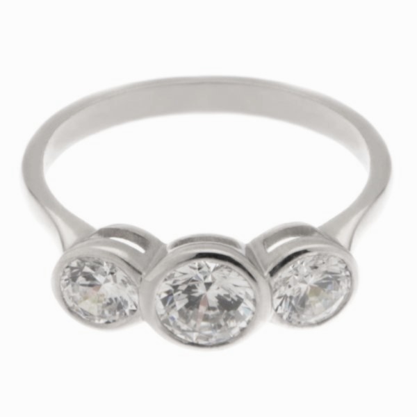 round diamond trilogy ring platinum gold