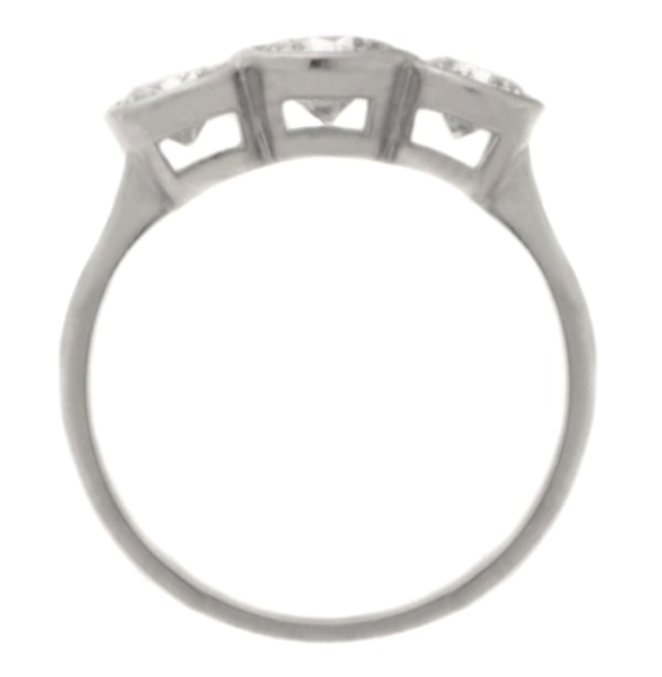 round diamond troilogy ring platinum gold