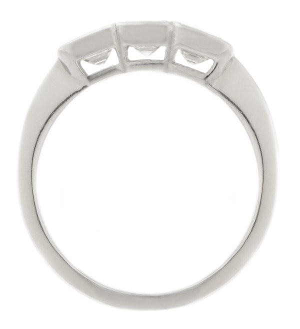 Art Deco Style Asscher Cut Diamond Rubover Trilogy Ring - Image 3