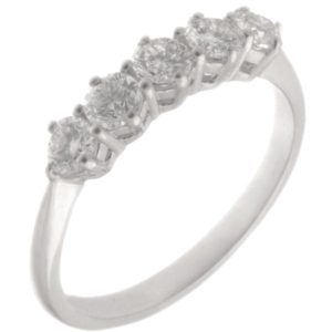 classic claw set 5 five stone round brilliant cut diamond half eternity ring 6 six claws platinum gold
