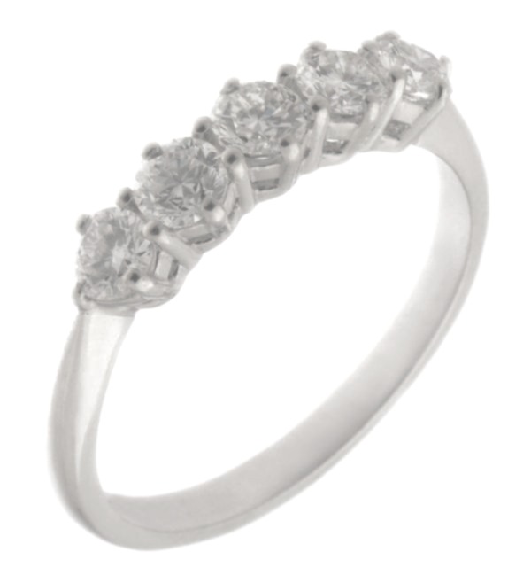 classic claw set 5 five stone round brilliant cut diamond half eternity ring 6 six claws platinum gold