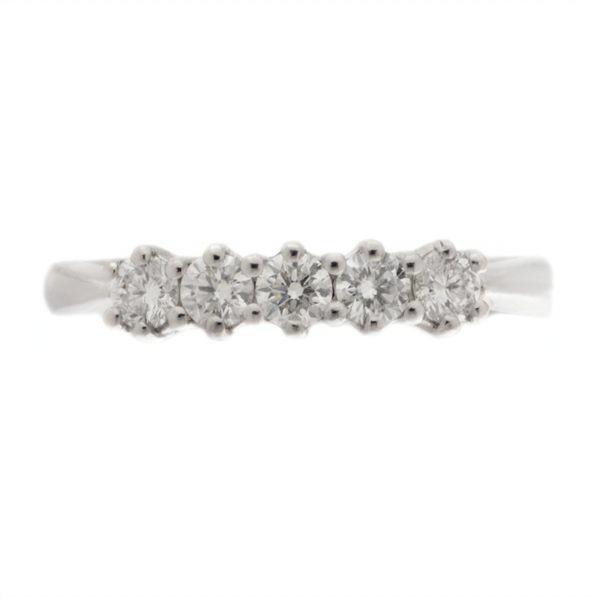 classic claw set 5 five stone round brilliant cut diamond half eternity ring 6 six claws platinum gold