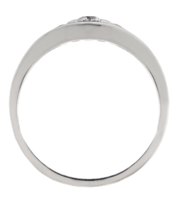 modern round diamond trilogy ring art deco platinum gold