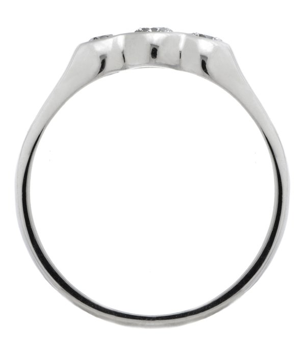 gypsy round diamond trilogy ring platinum gold
