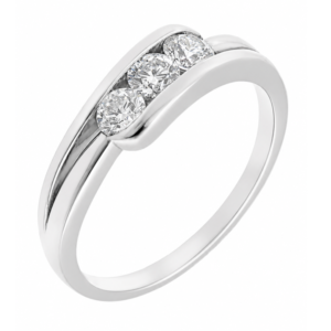 modern crossover trilogy ring three 3 round brilliant cut diamond triology art deco style platinum gold