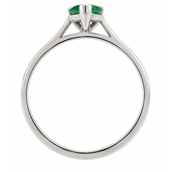 classic solitaire ring pear shape cut green Emerald tapered shoulders claw setting gold platinum