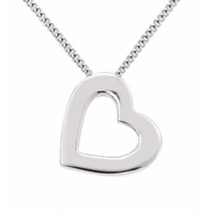 A heart shaped plain stoneless pendant designer sit at an angle designer modern pendant gold platinum chain