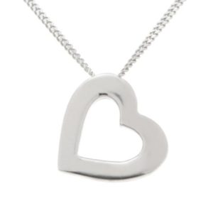 A heart shaped plain stoneless pendant designer sit at an angle designer modern pendant gold platinum chain