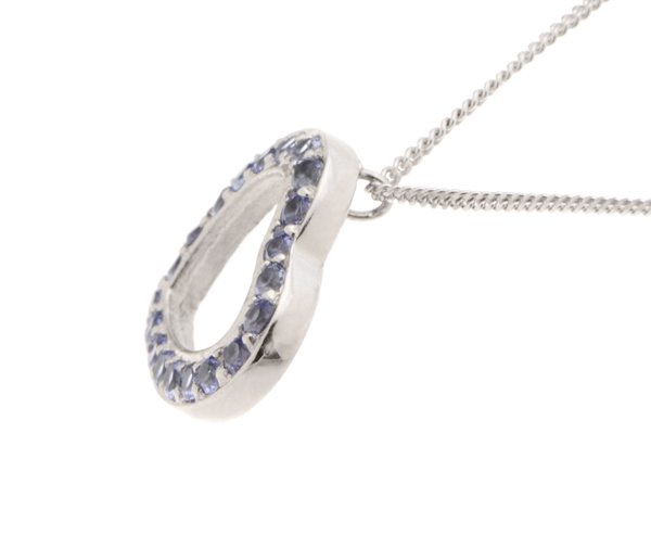 Angled Heart Shape Round Cut Tanzanite Pendant - Image 2