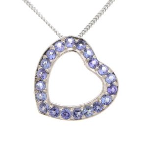 Angled Heart Shape Round Cut Tanzanite Pendant