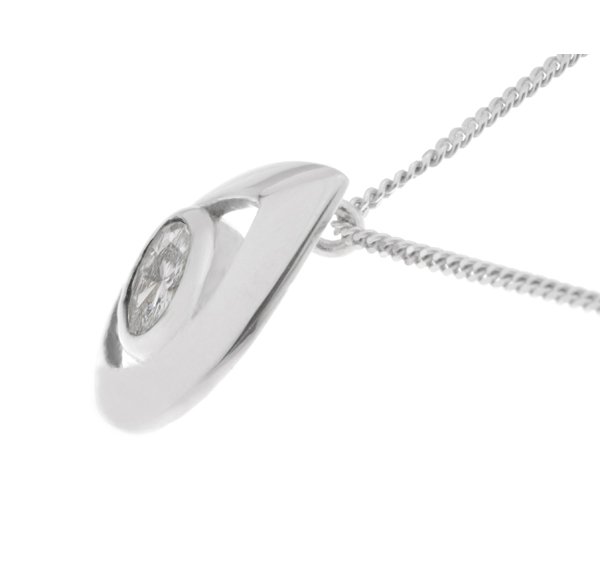 Modern Pear Drop Oval Cut Diamond Pendant - Image 2