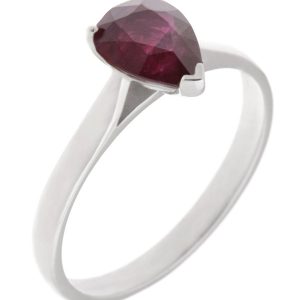 Classic Pear Shape Ruby Solitaire Ring