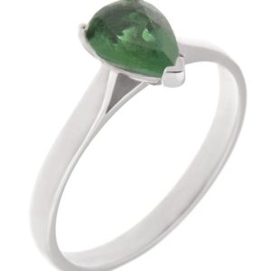 classic solitaire ring pear shape cut emerald tapered shoulders claw setting gold platinum