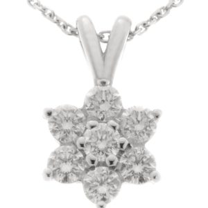 Classic Daisy Style Round Cut Diamond Cluster Pendant