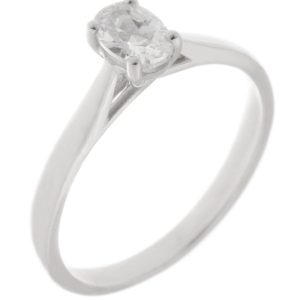 Classic elegant solitaire oval cut diamond engagement ring kiss style four claw set setting platinum gold