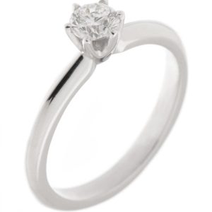 elegant six claw set round brilliant cut diamond solitaire engagement ring platinum gold