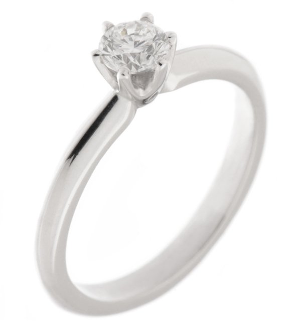 elegant six claw set round brilliant cut diamond solitaire engagement ring platinum gold
