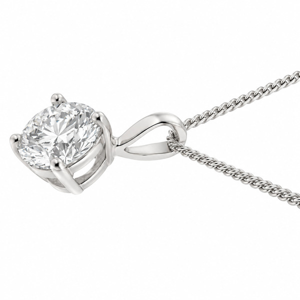 modern classic 4 four claw compass set solitaire round brilliant cut diamond pendant single bail loop gold platinum chain