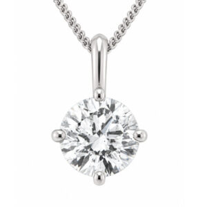 modern classic 4 four claw compass set solitaire lab grown round brilliant cut diamond pendant loop gold platinum chain