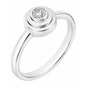 Empire Art Deco Style Round Brilliant Cut Diamond Solitaire engagement Ring step Halo design modern platinum gold