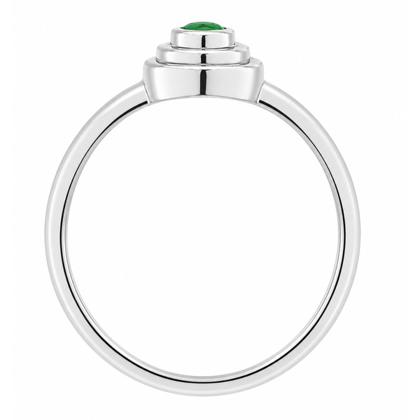 Empire Art Deco Style Round green emerald Solitaire engagement Ring step Stepped Halo design modernist modern platinum gold