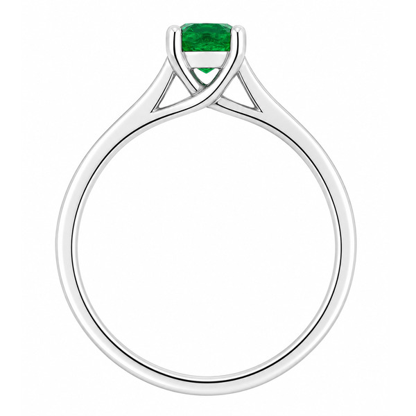 round green emerald classic solitaire engagement ring kiss style crossover setting modern contemporary platinum gold 4 claw